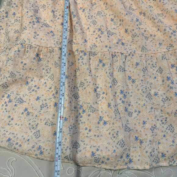 Free the Roses Orange Eyelet Tiered Embroidered Midi Dress Size Small Floral - Picture 13 of 13